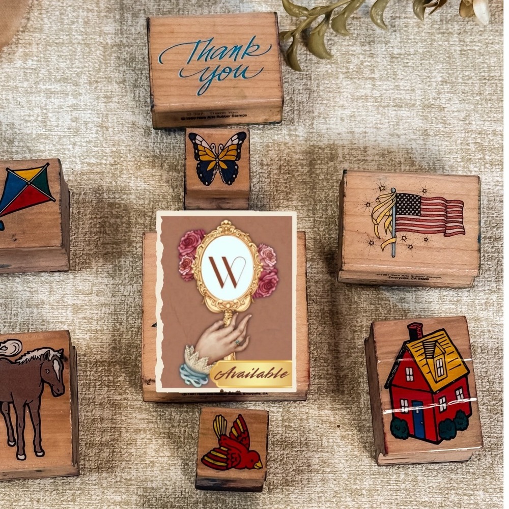 Wood Block and Rubber 90's Stamps